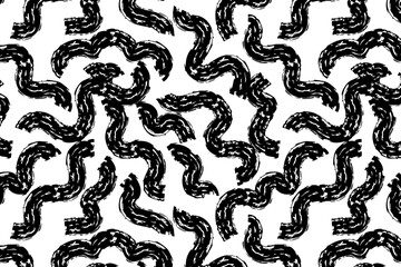 Fashion abstract contemporary seamless pattern with dry brush crayon charcoal lines. Graphic squiggle vector. Modern trendy Vector. Grunge, texture pattern for textile prints