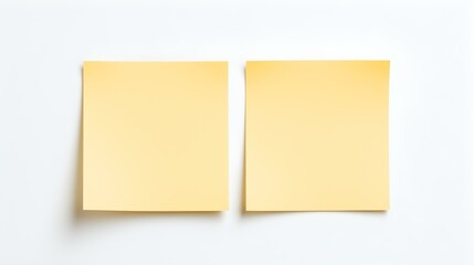 Two Light Yellow square Paper Notes on a white Background. Brainstorming Template with Copy Space