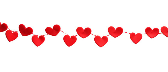 garland of red shape hearts