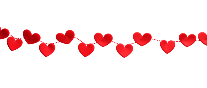 garland of red shape hearts