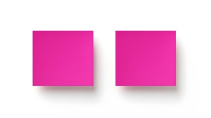 Two Magenta square Paper Notes on a white Background. Brainstorming Template with Copy Space