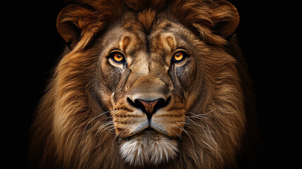 Lion's Majestic Face on Black Background