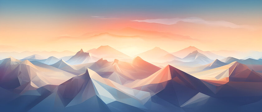 Abstract geometric landscape illustration of mountain - Ai generated