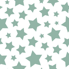 Fototapeta premium Seamless pattern with green stars and white background