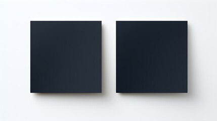 Two Navy Blue square Paper Notes on a white Background. Brainstorming Template with Copy Space