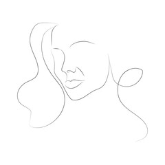 Woman face line drawing,fashion concept