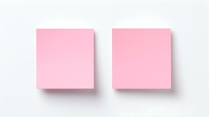 Two Pink square Paper Notes on a white Background. Brainstorming Template with Copy Space