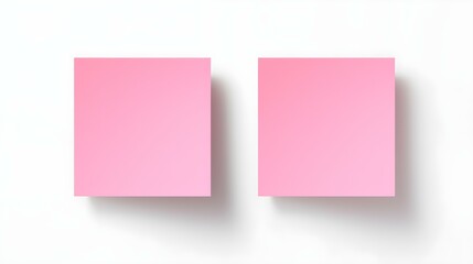 Two Pink square Paper Notes on a white Background. Brainstorming Template with Copy Space