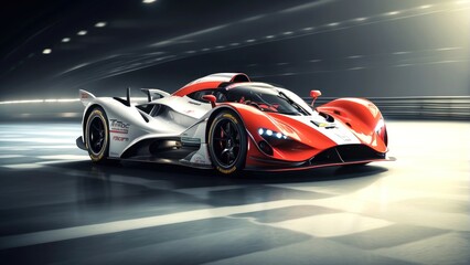 Obraz premium Illustration of a racing car speeding on a racing track