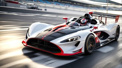 Illustration of a racing car speeding on a racing track