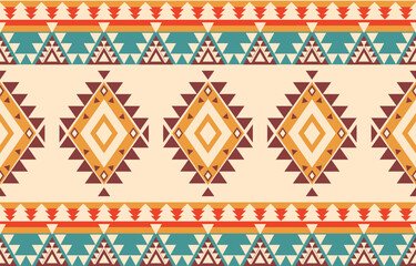 Ethnic abstract ikat art. Aztec ornament print. geometric ethnic pattern seamless  color oriental.  Design for background ,curtain, carpet, wallpaper, clothing, wrapping, Batik, vector illustration.