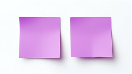 Two Purple square Paper Notes on a white Background. Brainstorming Template with Copy Space