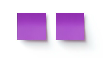 Two Purple square Paper Notes on a white Background. Brainstorming Template with Copy Space