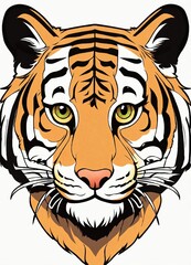 Drawing of a tiger's head on a transparent background