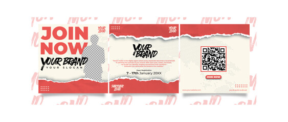 Ripped Paper Social Media Template Bundle for Recruitment