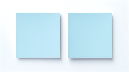 Two Sky Blue square Paper Notes on a white Background. Brainstorming Template with Copy Space