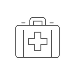 Medical box icon. Simple outline style. First aid bag, case, medical kit, doctor, emergency, safety, health, medicine concept. Thin line symbol. Vector illustration isolated. Editable stroke.