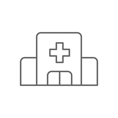 Hospital building icon. Simple outline style. Clinic center, health care, medical concept. Thin line symbol. Vector illustration isolated. Editable stroke.