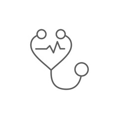 Stethoscope icon. Simple outline style. Heart, doctor, health, medical, hospital, medicine, science, healthcare concept. Thin line symbol. Vector illustration isolated. Editable stroke.