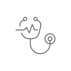 Stethoscope icon. Simple outline style. Heart, doctor, health, medical, hospital, medicine, science, healthcare concept. Thin line symbol. Vector illustration isolated. Editable stroke.