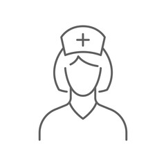 Fototapeta premium Nurse icon. Simple outline style. Medic, female, people, woman, girl, doctor, health, medical, hospital staff concept. Thin line symbol. Vector illustration isolated. Editable stroke.