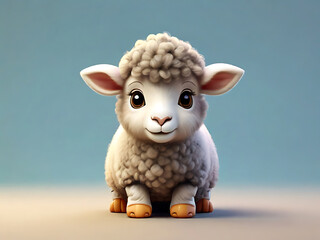 flat vector logo of a cute  sheep