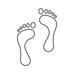 Foot print icon. Simple outline style. Bare foot print, feet, human footstep, footprint concept. Thin line symbol. Vector illustration isolated. Editable stroke.