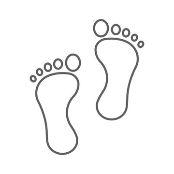 Foot print icon. Simple outline style. Bare foot print, feet, human footstep, footprint concept. Thin line symbol. Vector illustration isolated. Editable stroke.