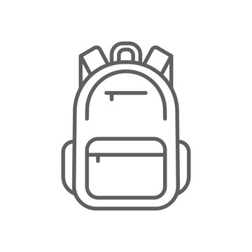 recommend clip art: Backpack icon. Simple outline style. Bag, school, back, pack, schoolbag, knapsack, student concept. Thin line symbol. Vector illustration isolated. Editable stroke.
