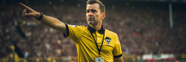 Guardian of Fair Play: The Indispensable Role of Referees in Soccer Matches - obrazy, fototapety, plakaty