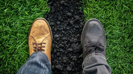 feet on the ground with work shoes