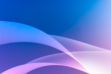 Abstract blue-magenta tones in the background, gradient curves in the foreground.