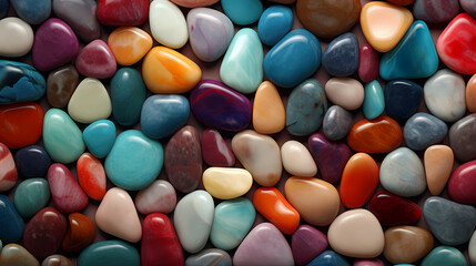 Fototapeta na wymiar Close-up of colorful polished pebbles, close-up of stone