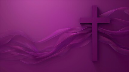 majestic white cross on purple background. concept holy week, religion - obrazy, fototapety, plakaty