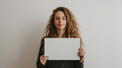 Naklejka premium Beautiful woman holding a sign