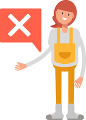 Woman Barista Character and Wrong Mark
