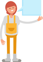 Woman Barista Character and Speech Bubble
