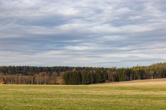Early springtime in European countryside landscape