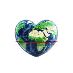 Earth with a heartbeat line wrapping around, emphasizing the importance of cardiovascular health worldwide png