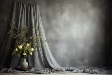 Gray linen backdrop for soft touch