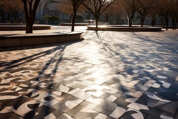 Sunlight casting beautiful patterns on a plaza