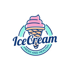 Ice Cream Logo Design. Ice cream shop logo badges and labels, gelateria signs.