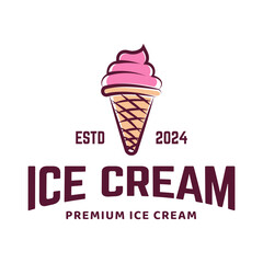 Ice Cream Logo Design. Ice cream shop logo badges and labels, gelateria signs.