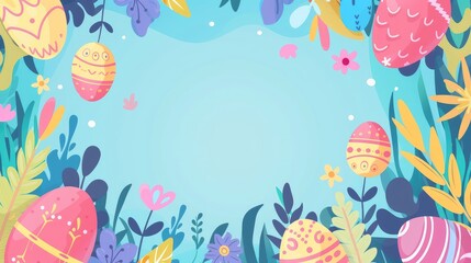 Fototapeta na wymiar Easter Egg Frame Background: Smooth Flat Appearance