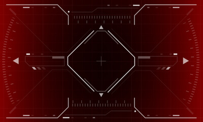HUD sci-fi interface screen view white hexagon geometric design virtual reality futuristic technology creative display on red vector