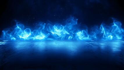 Burning blue flames and reflection, Blue Energy