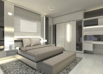 Modern Master Bedroom Design with Lighting Effects Decoration