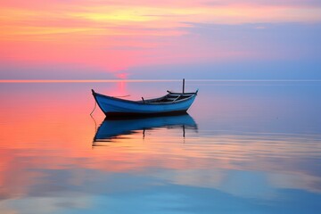 The tranquil beauty of a calm sea at sunrise