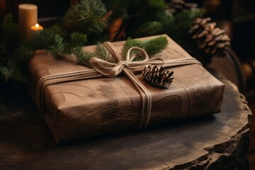 A Christmas gift with a rustic, natural look