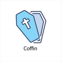 Coffin  Icons vector, website, booking sites and mobile apps. Graphic contour logo for offers, commerce, ui ux and other design needs. Vector isolated stock illustration